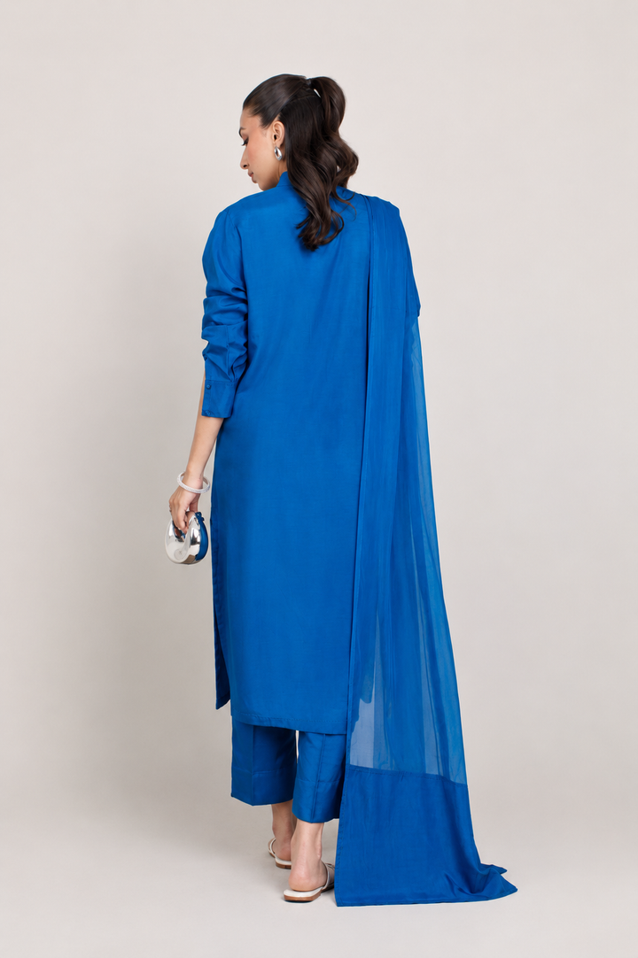 Royal Blue Korean Silk 3-Piece Set