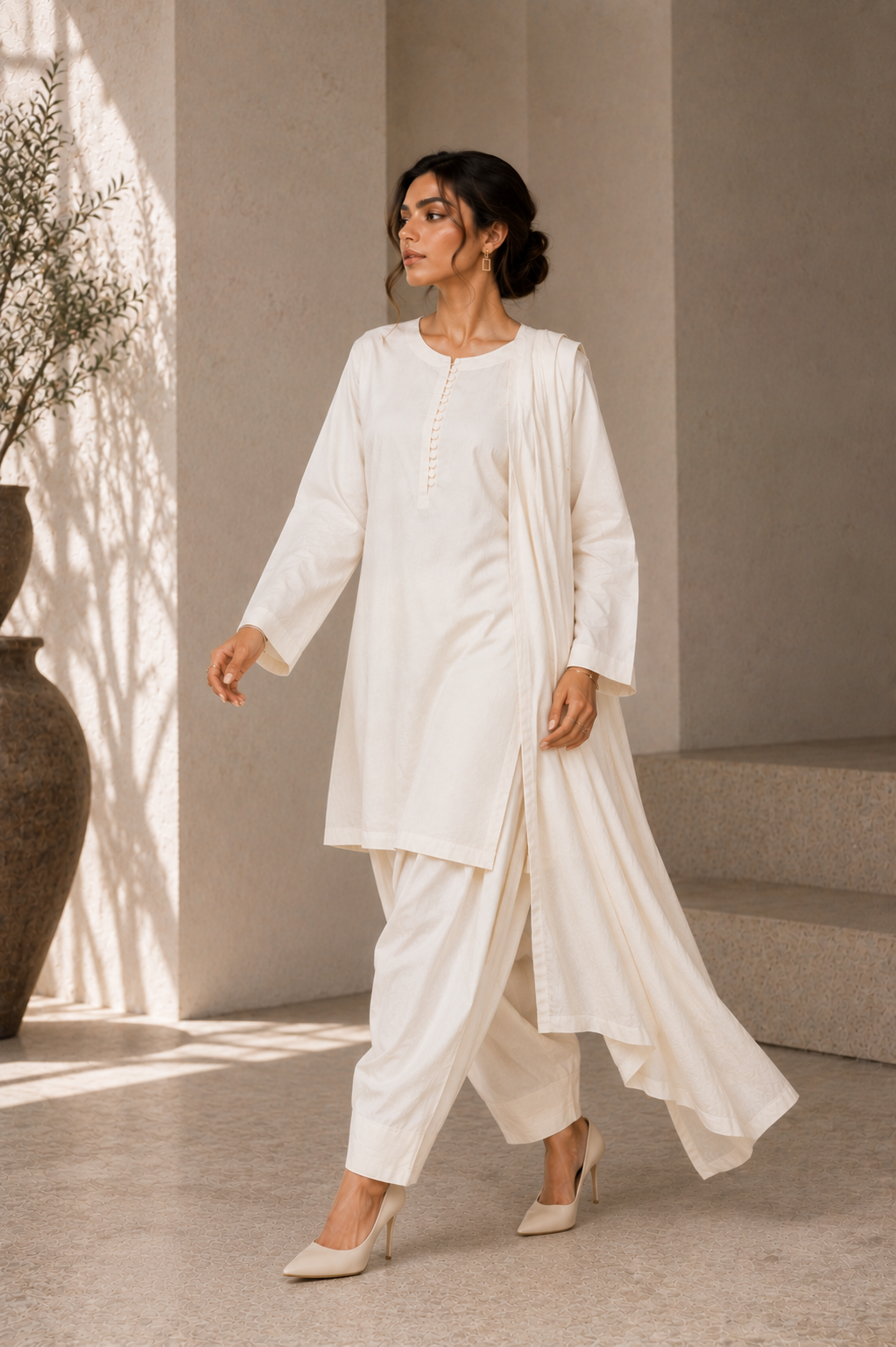 Ivory Korean Silk 3-Piece Set