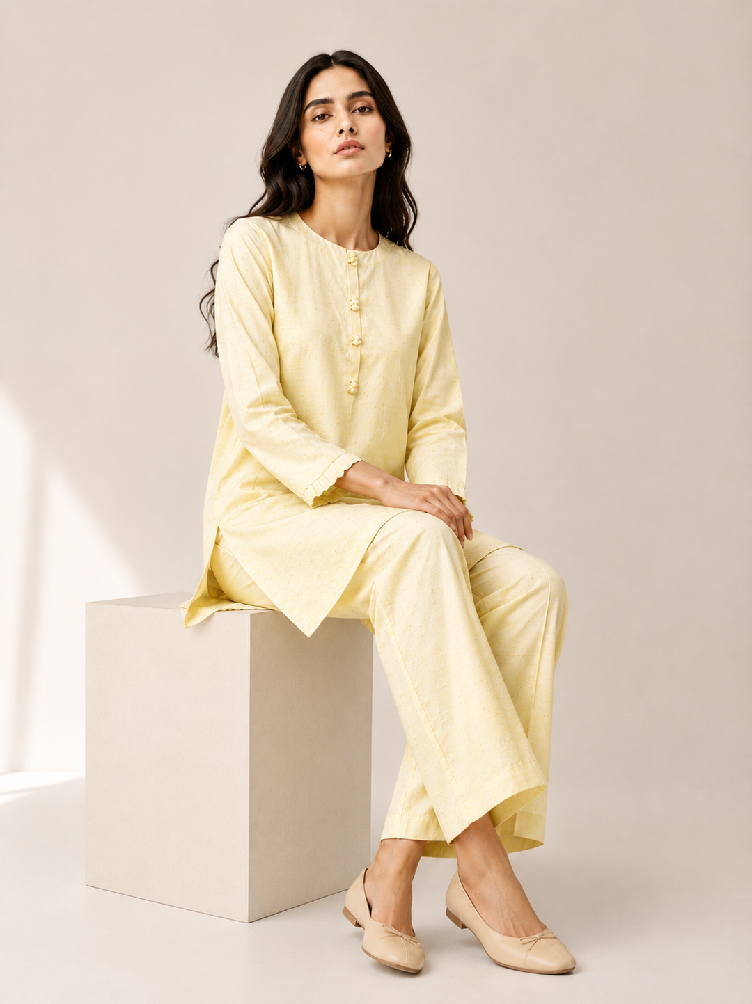 Butter Yellow Raw Silk 2-Piece Set