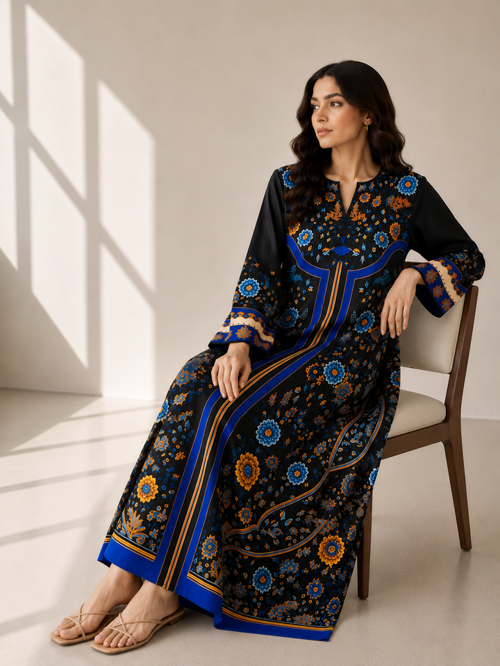 Black Bloom Kaftan