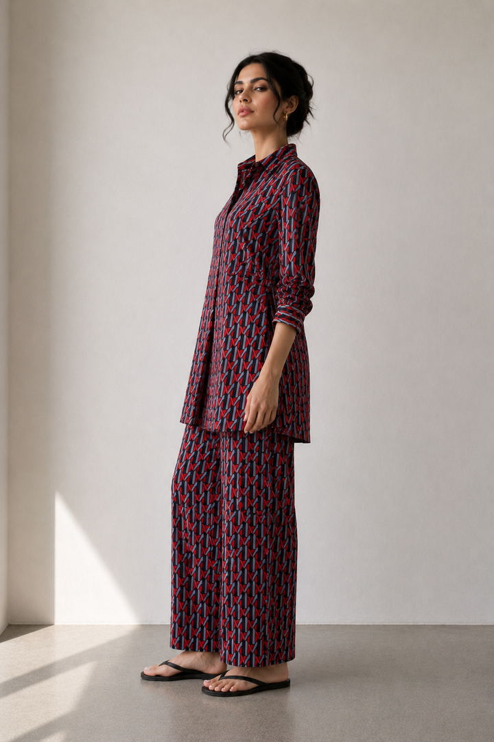 Crimson Geometric Co-Ord Set