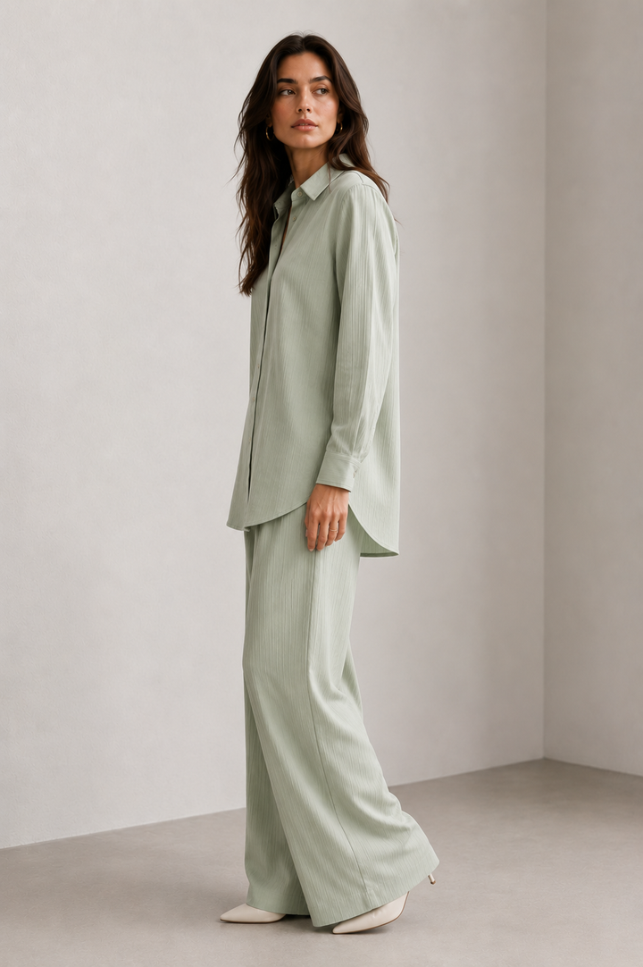 Mint Button-Down Co Ord Set