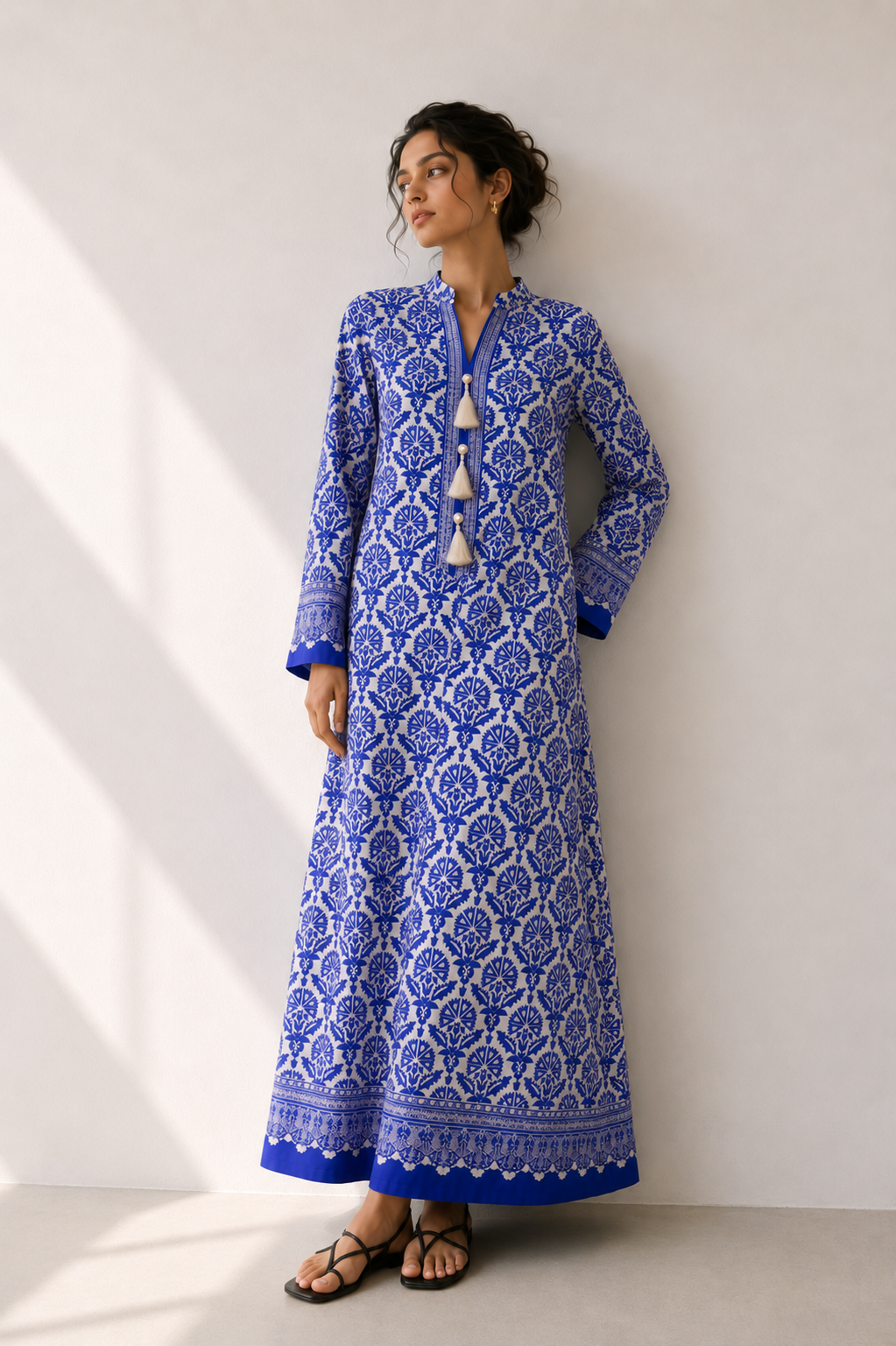 Ivory Blue Kaftan