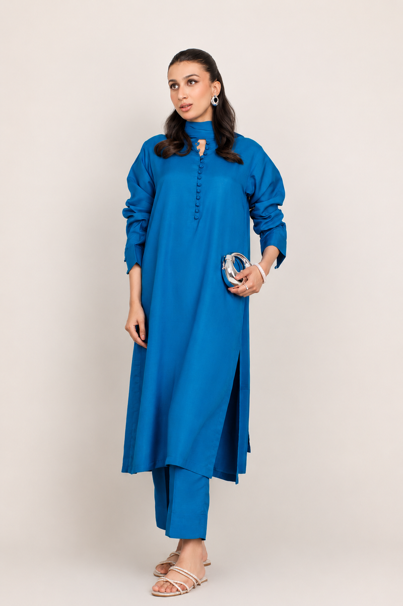 Royal Blue Korean Silk 3-Piece Set