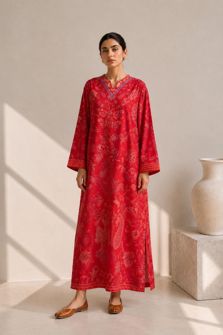Scarlet Bloom Kaftan