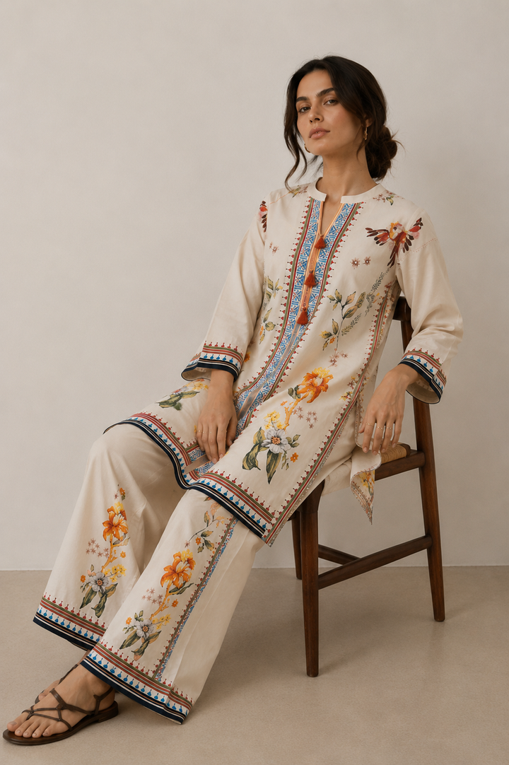 2 Piece Printed  Suit - 74