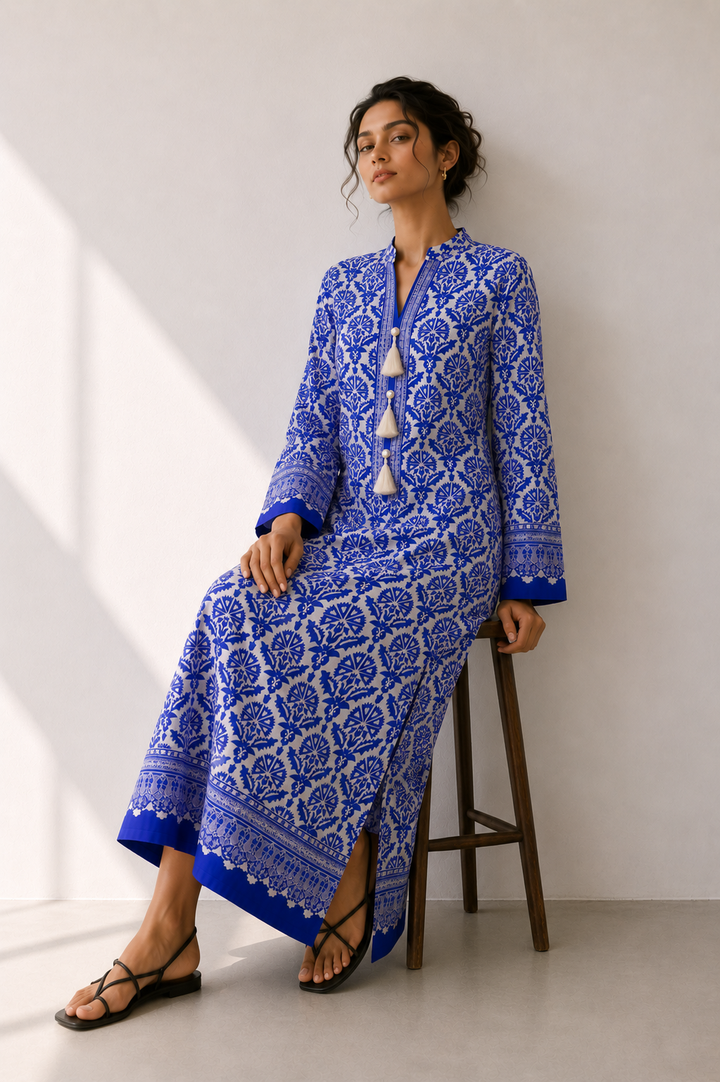 Ivory Blue Kaftan