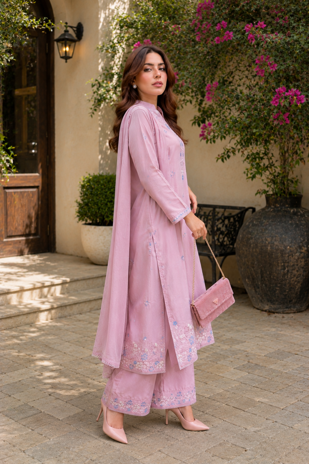 Lilac Embroidered 3-Piece Set