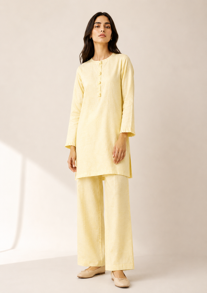 Butter Yellow Raw Silk 2-Piece Set
