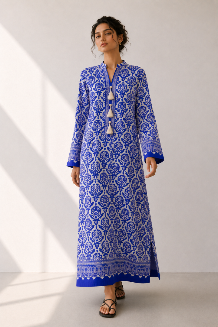 Ivory Blue Kaftan