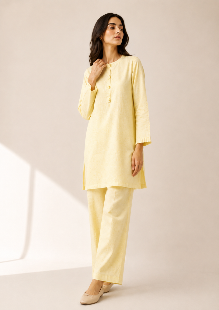 Butter Yellow Raw Silk 2-Piece Set