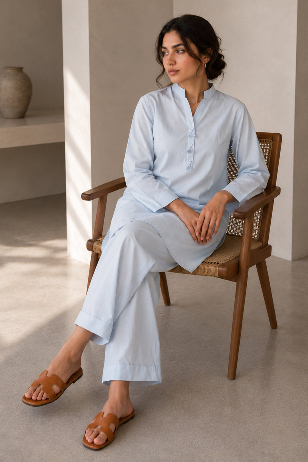 Sky Blue CAMBRIC CO-ORD SET