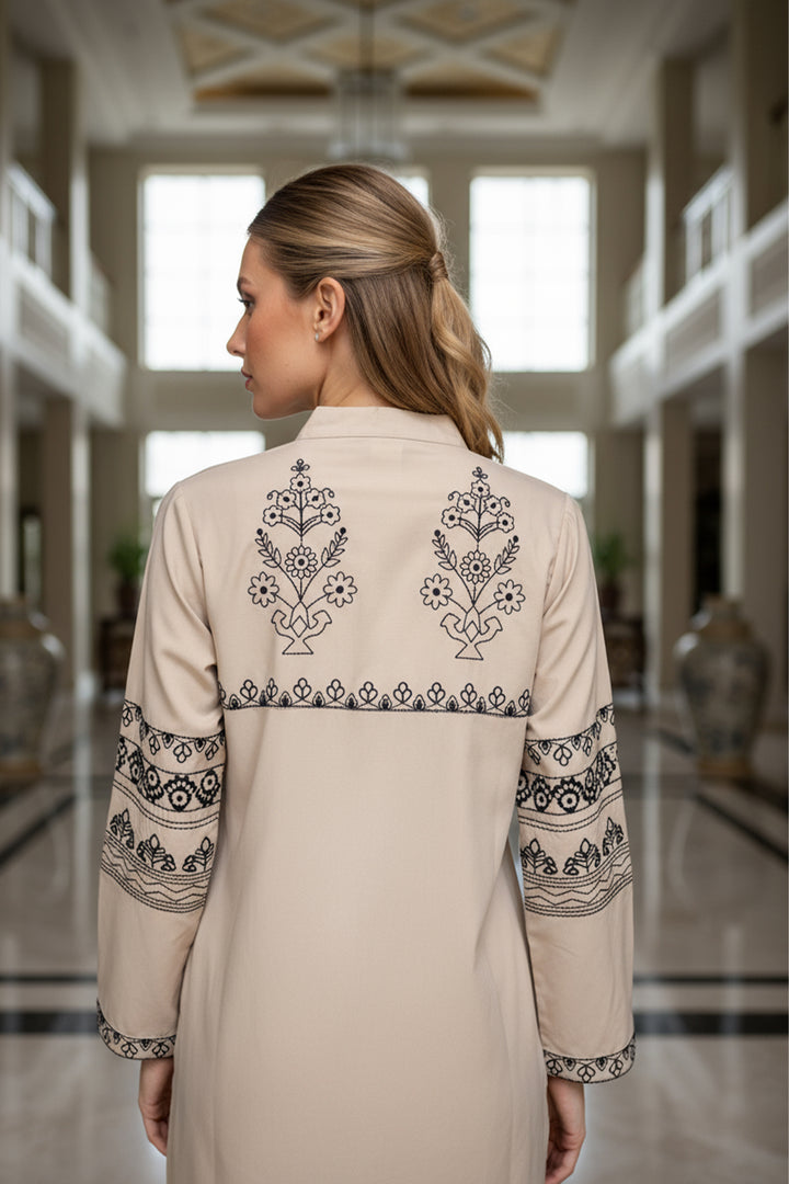 Beige Embroidered Co Ord Set