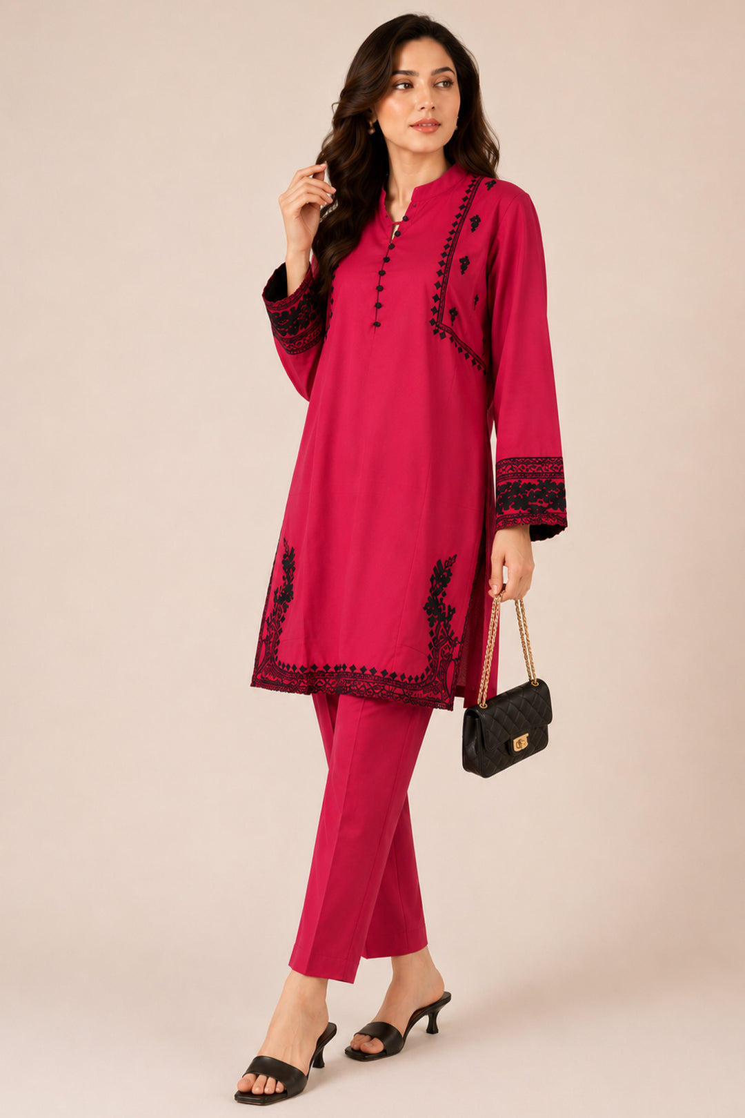 Maroon Embroidered  2 - Piece Set
