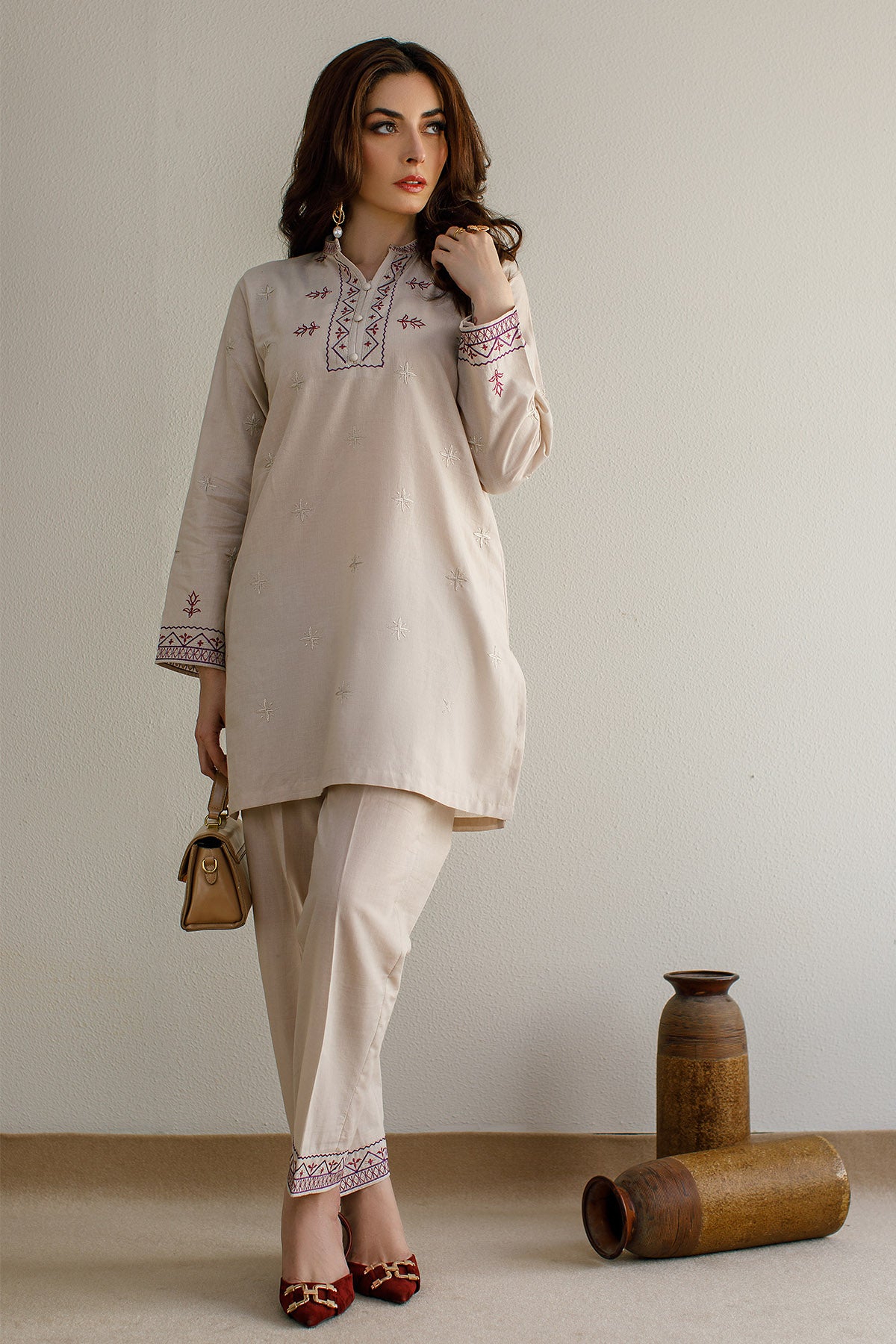 Saga Embroidered Dress - 02 - Peach Republic