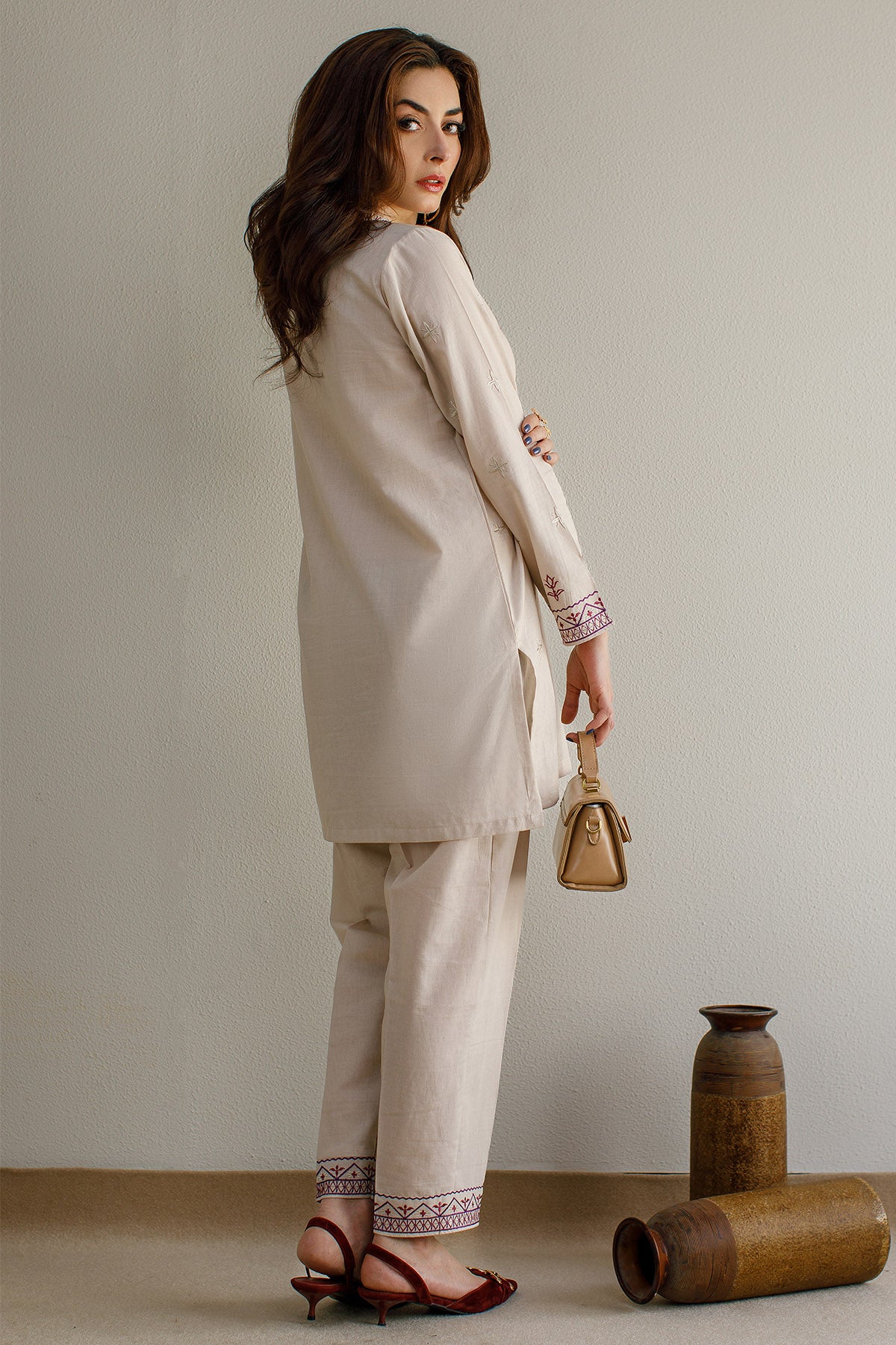 Saga Embroidered Dress - 02 - Peach Republic
