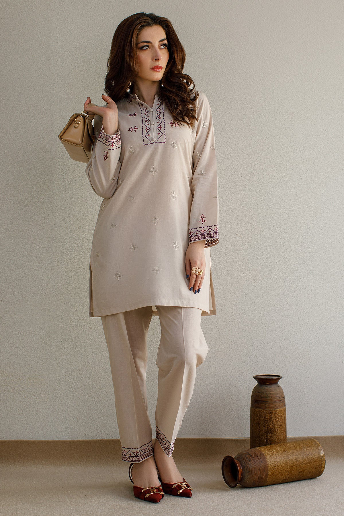 Saga Embroidered Dress - 02 - Peach Republic