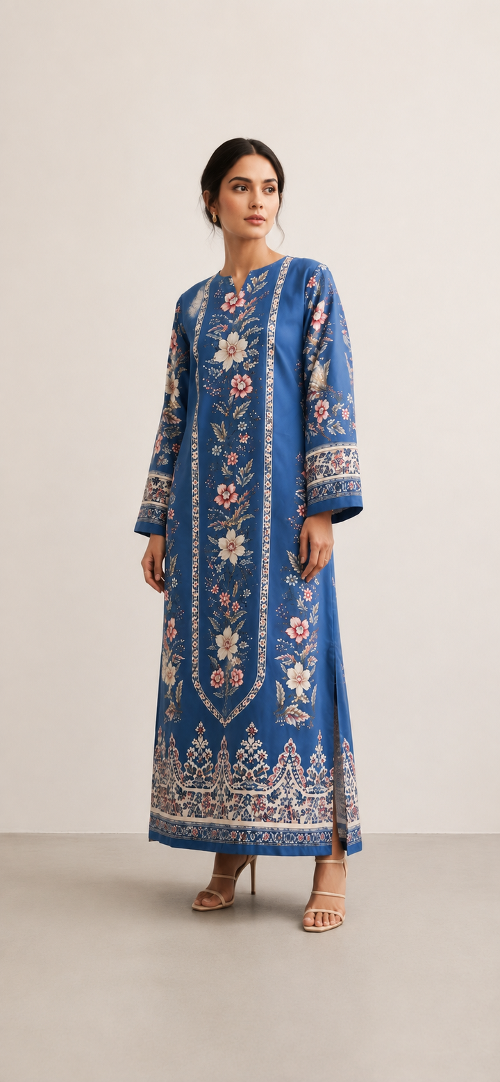 Sapphire Bloom Kaftan - Front view