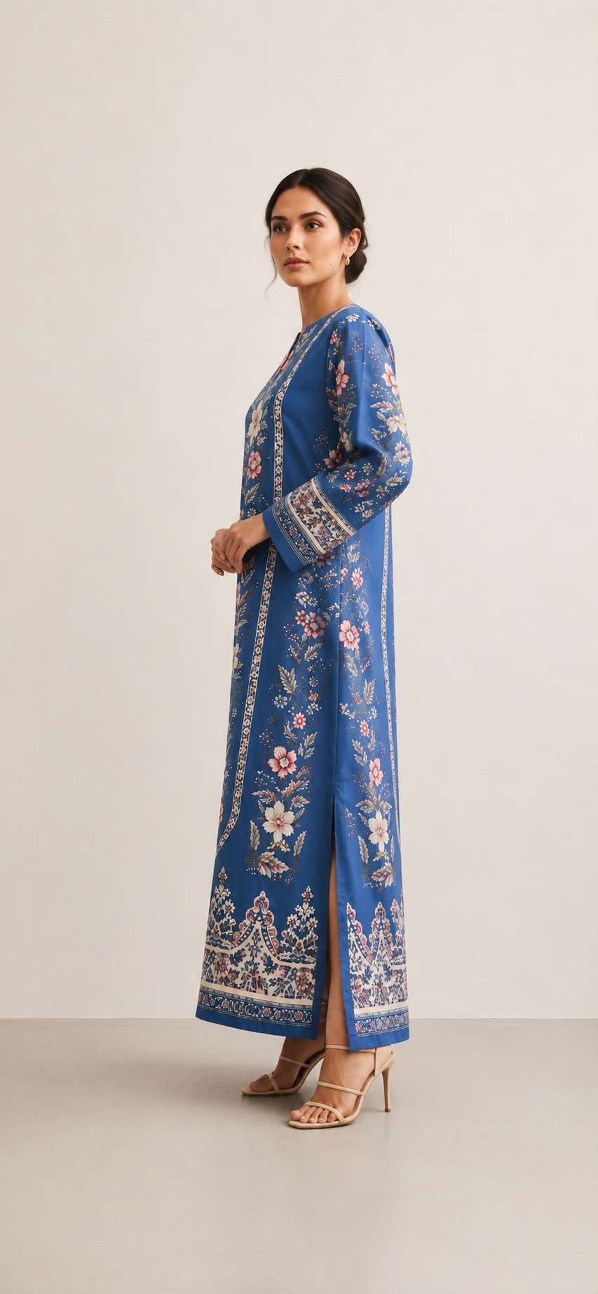 Sapphire Bloom Kaftan - Side view