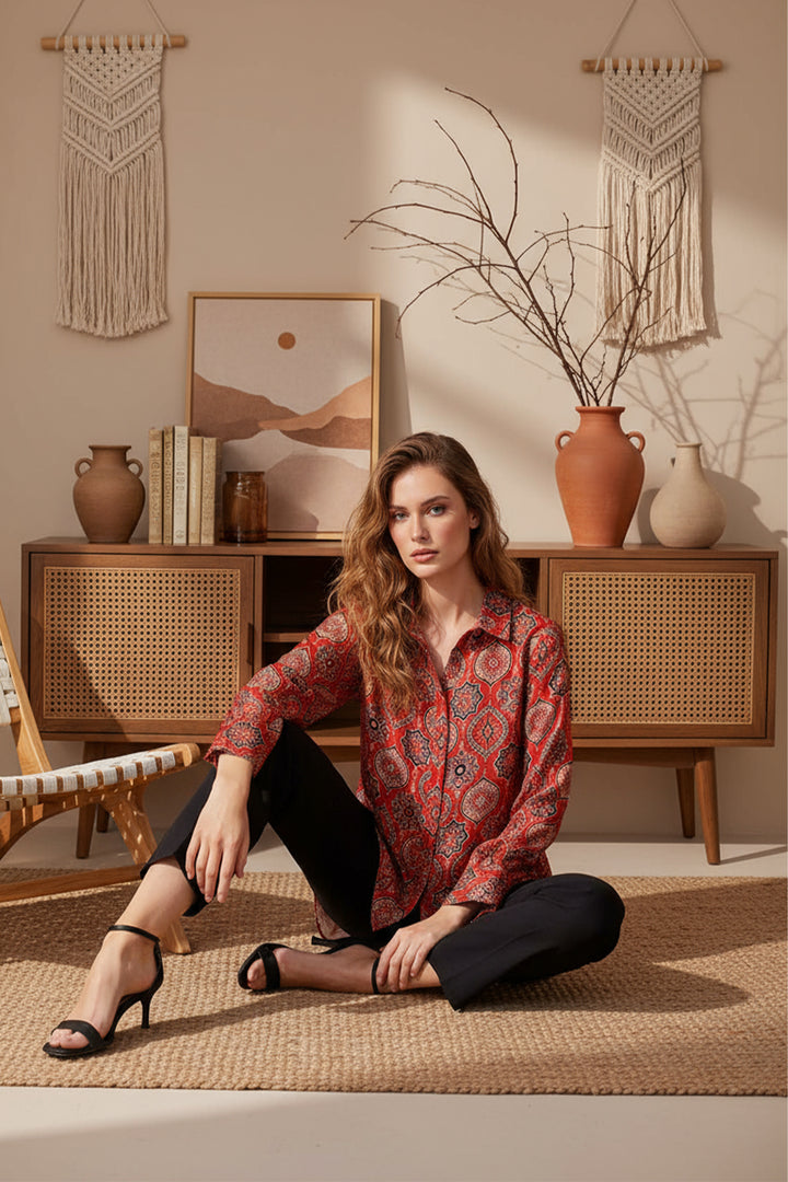 Printed Silk Top - 011