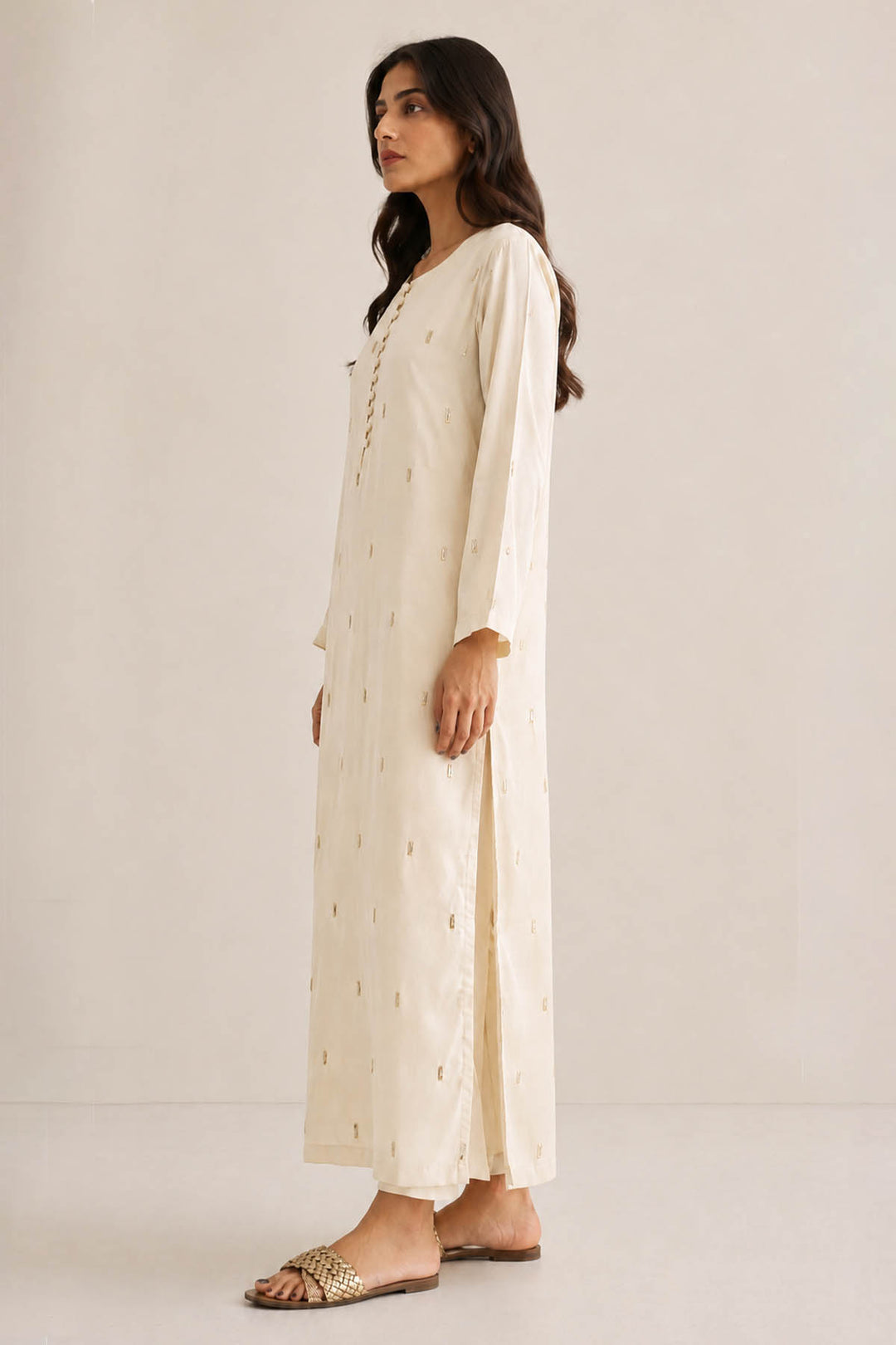 2 Pcs Embellished Raw Silk Set