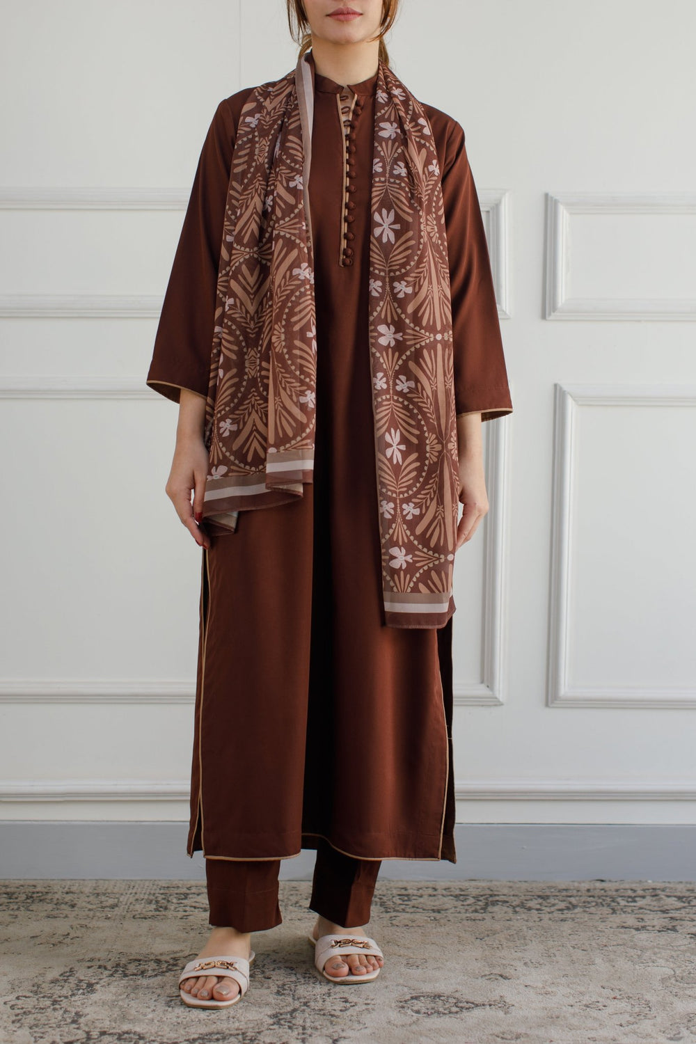Solid Brown Dress - Peach Republic