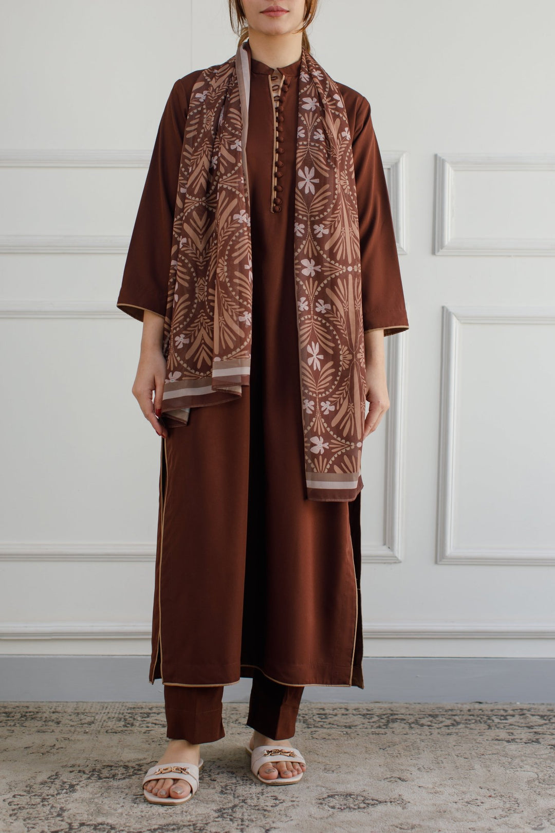 Solid Brown Dress - Peach Republic