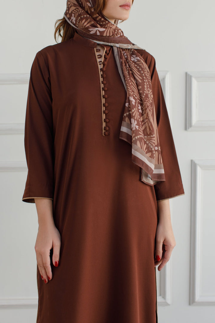 Solid Brown Dress - Peach Republic