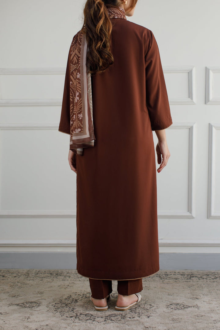 Solid Brown Dress - Peach Republic