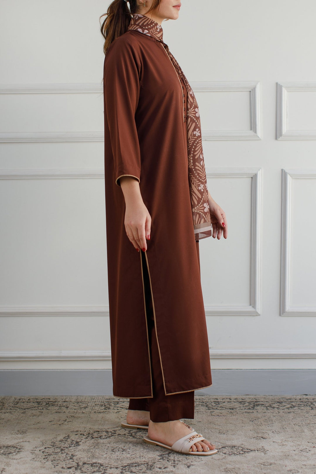 Solid Brown Dress - Peach Republic