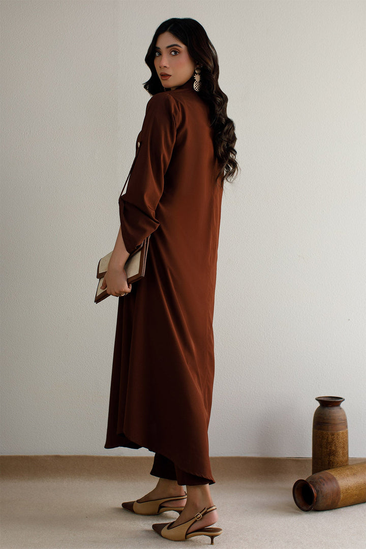 Solid Brown Dress - Peach Republic