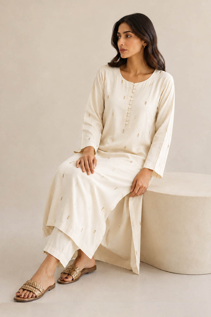 2 Pcs Embellished Raw Silk Set