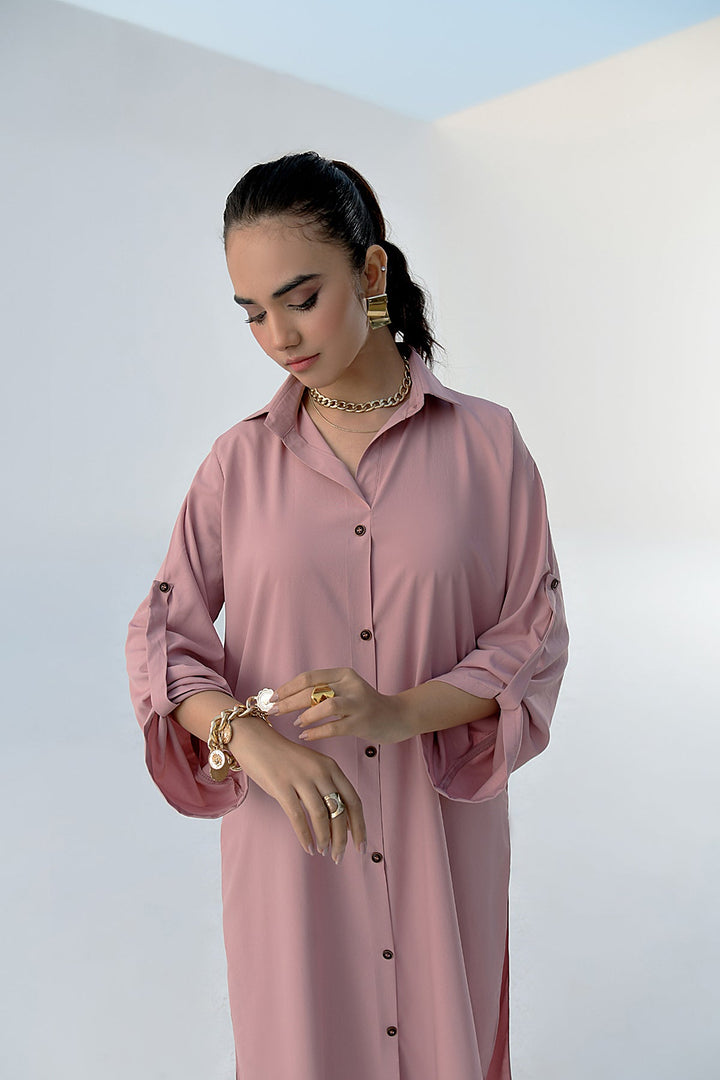 Tea Pink Buttoned Dress-01
