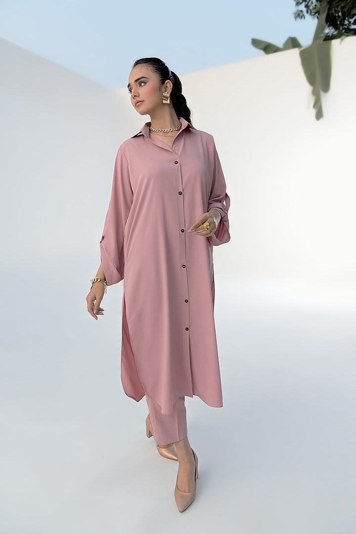 Tea Pink Buttoned Dress-01