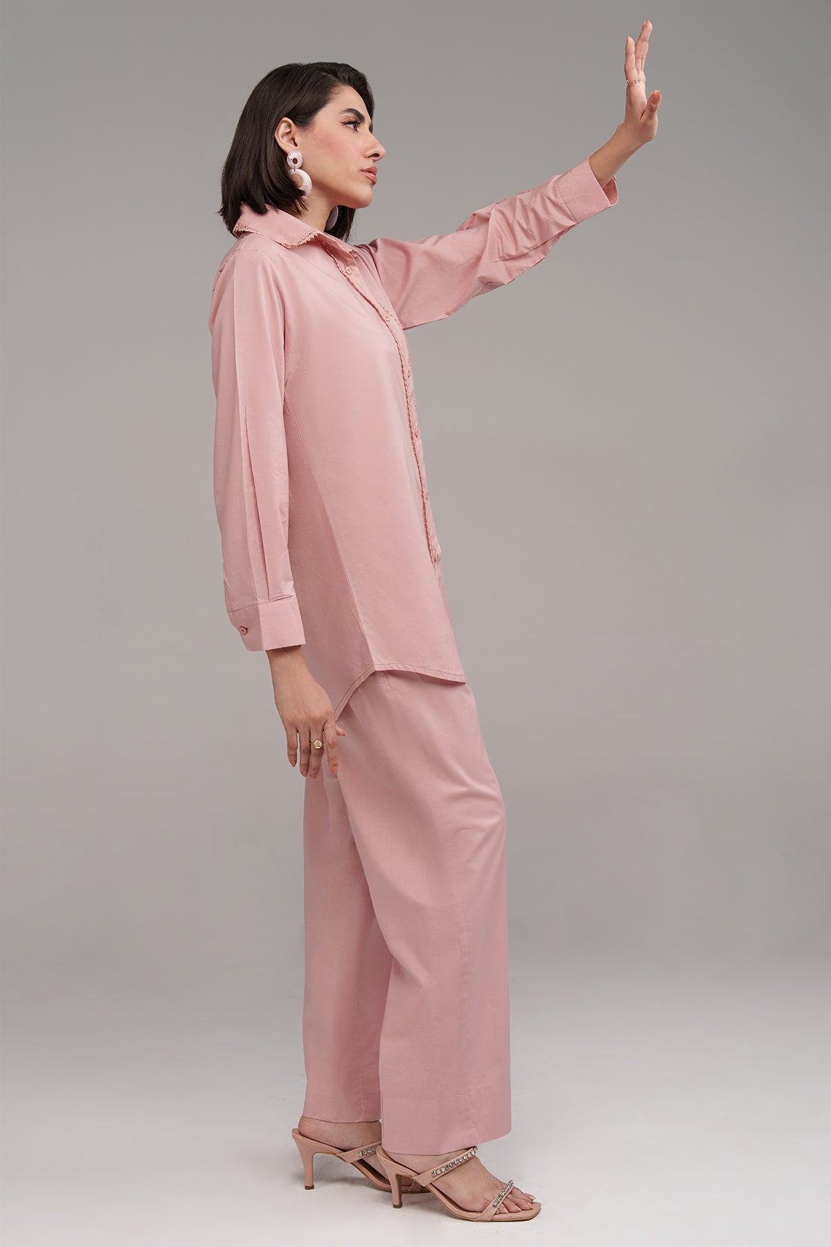Tea Pink Lace Co Ord Set - Peach Republic