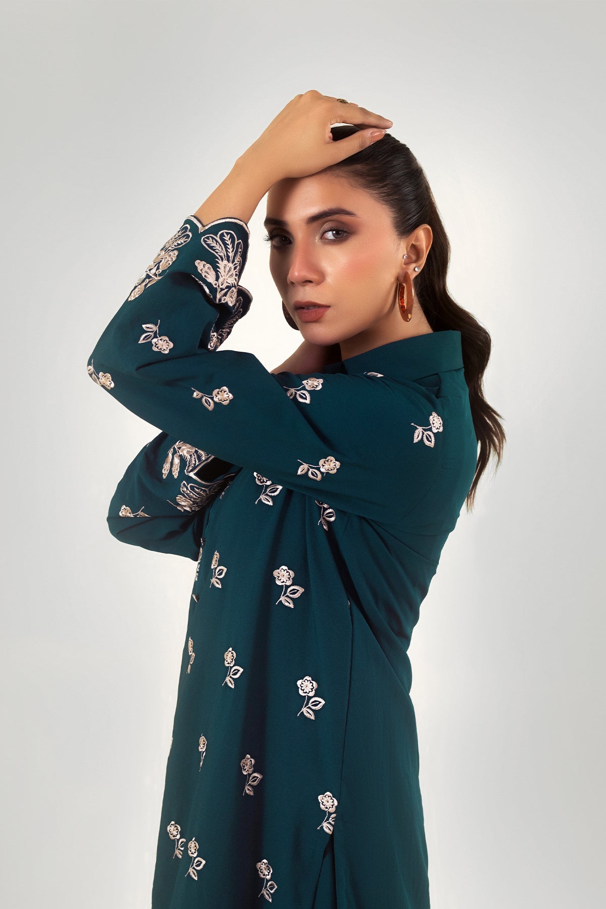 Teal Green Embroidered Co Ord Set - Peach Republic