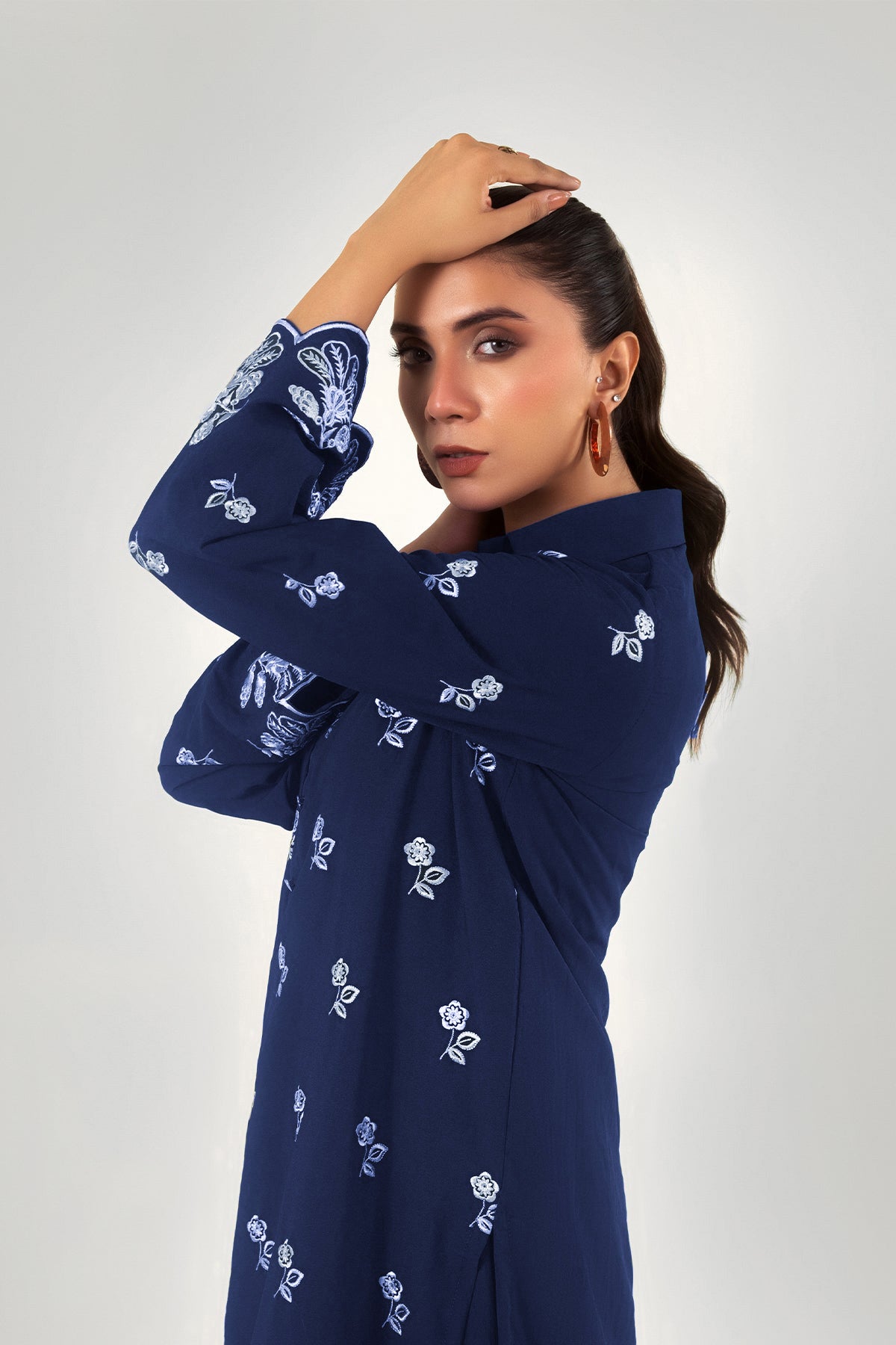 Navy Blue Embroidered Co Ord Set
