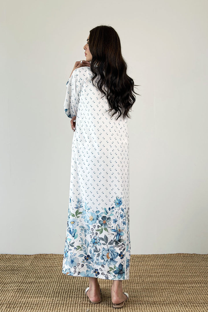 White Bloom Printed Kaftan
