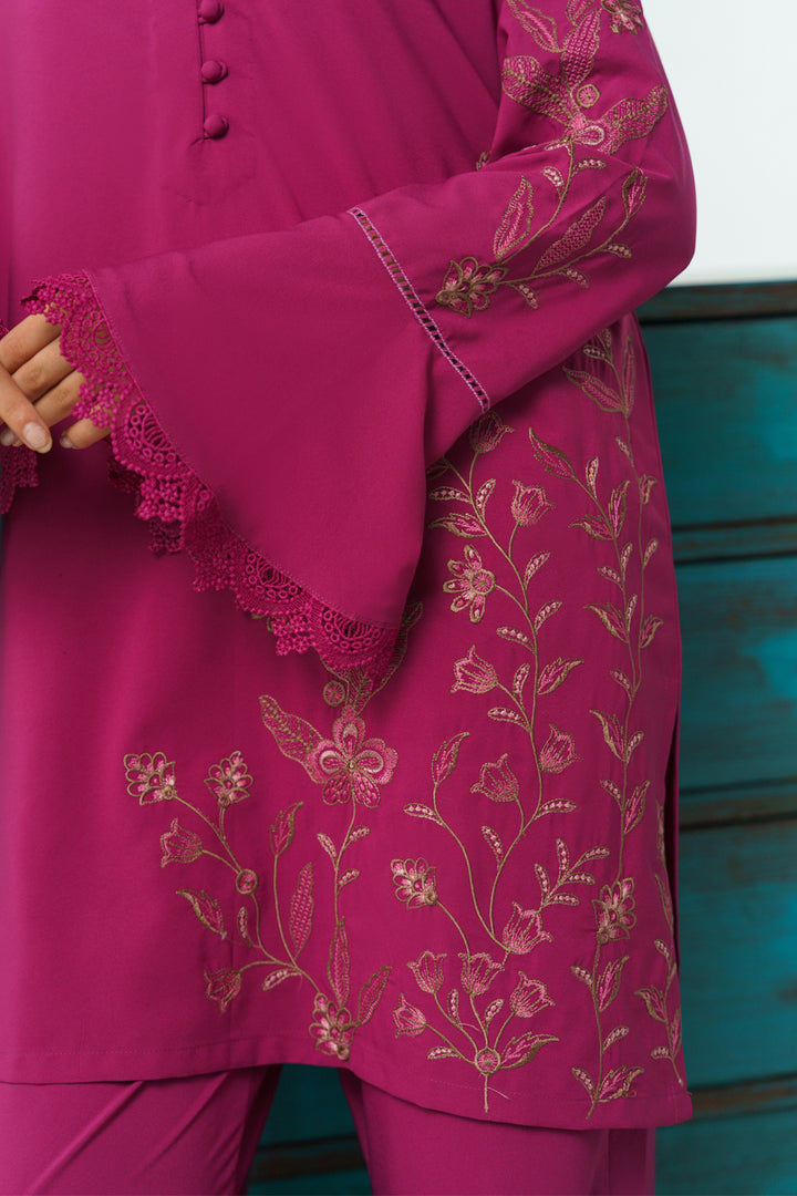 Mauve Pink Embroidered Co Ord Set