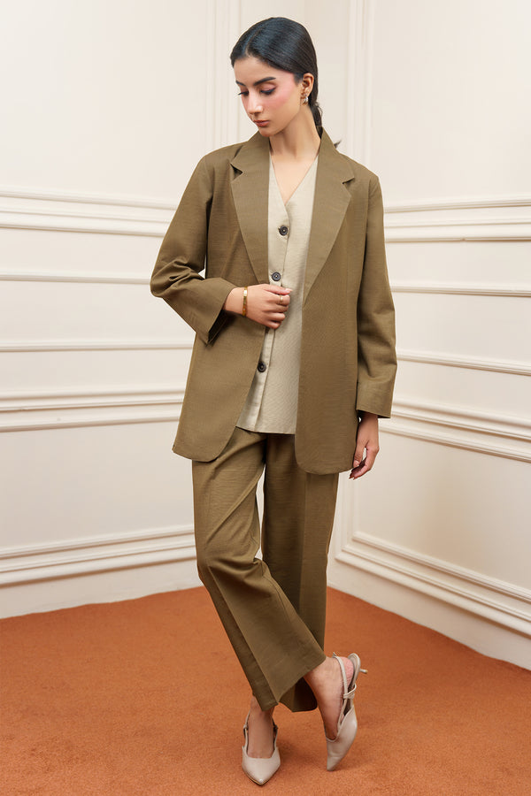 3 Pcs Khaddar Layered Dress- 005