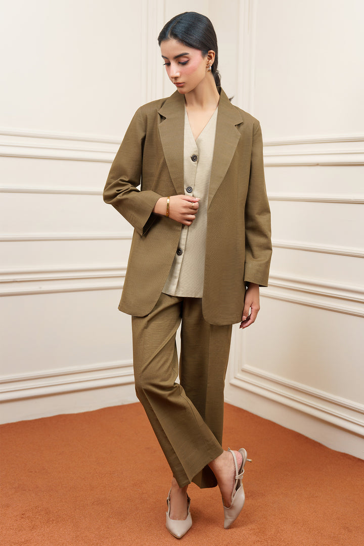 3 Pcs Khaddar Layered Dress- 005