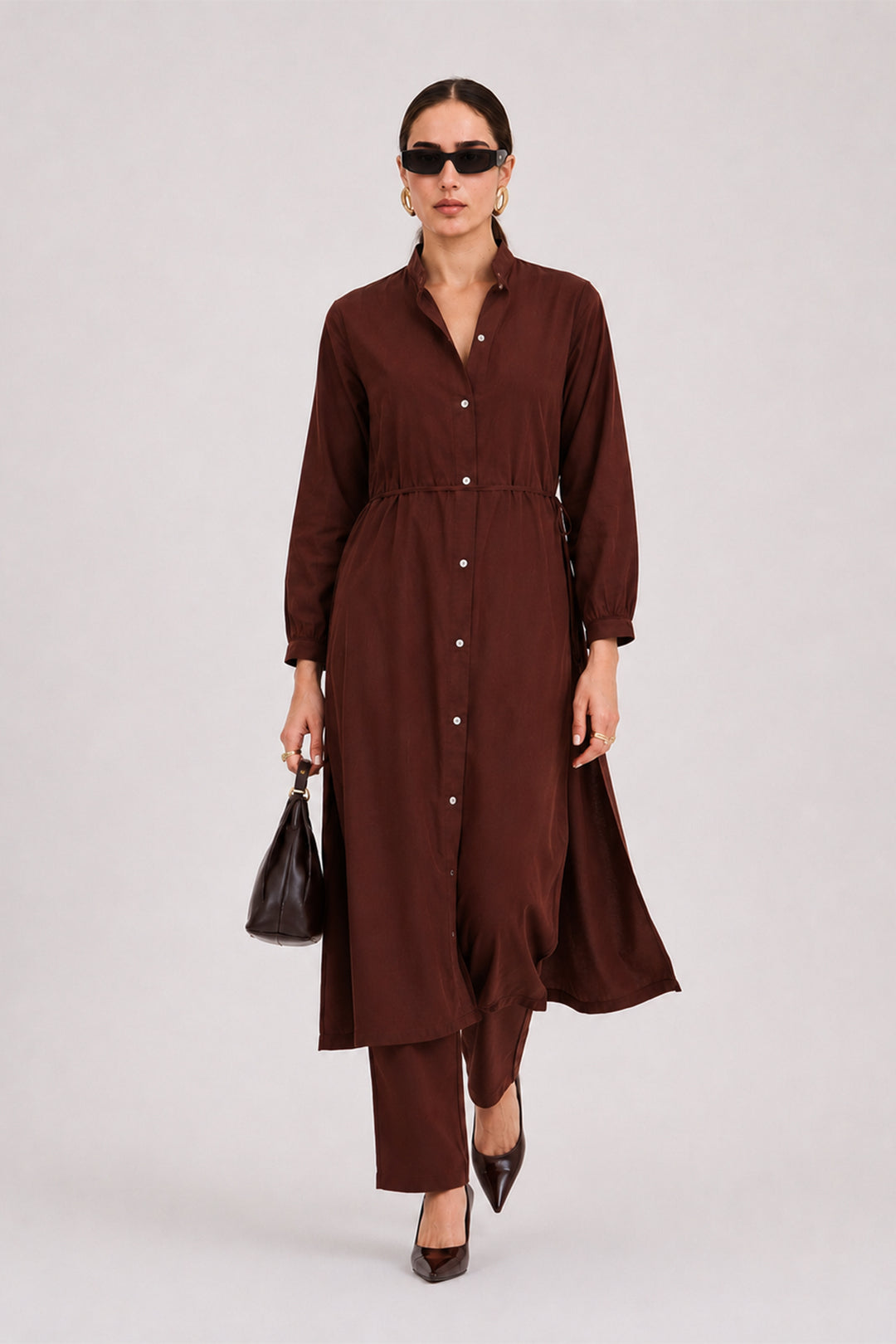 Dark Mocha Linen Flow Co-Ord Set