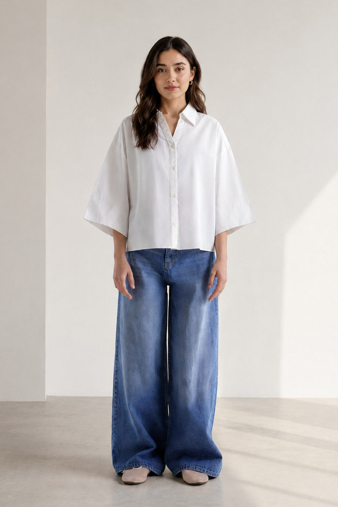 White Oversized Box Fit Shirt