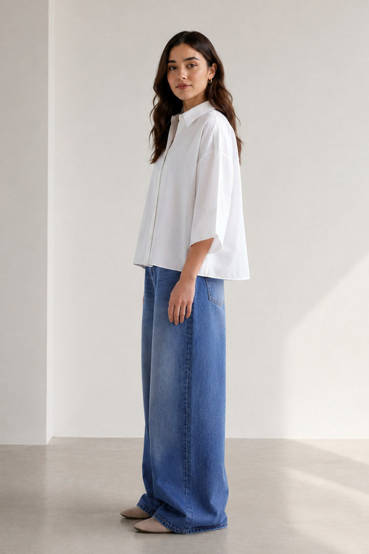 White Oversized Box Fit Shirt