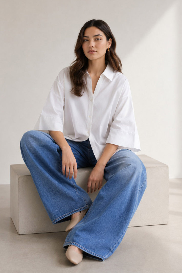 White Oversized Box Fit Shirt