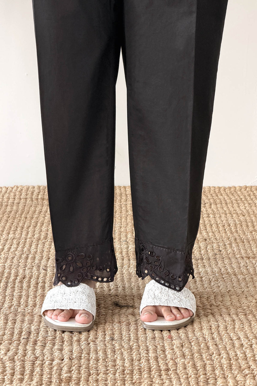 Black Schiffli Trouser