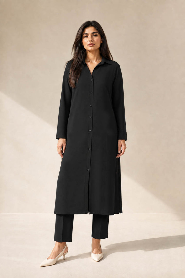 Black Buttoned Co Ord Set