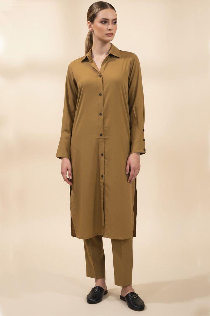 Caramel Buttoned Dress