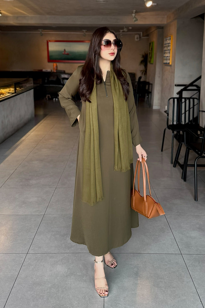 Olive Zipper Dress