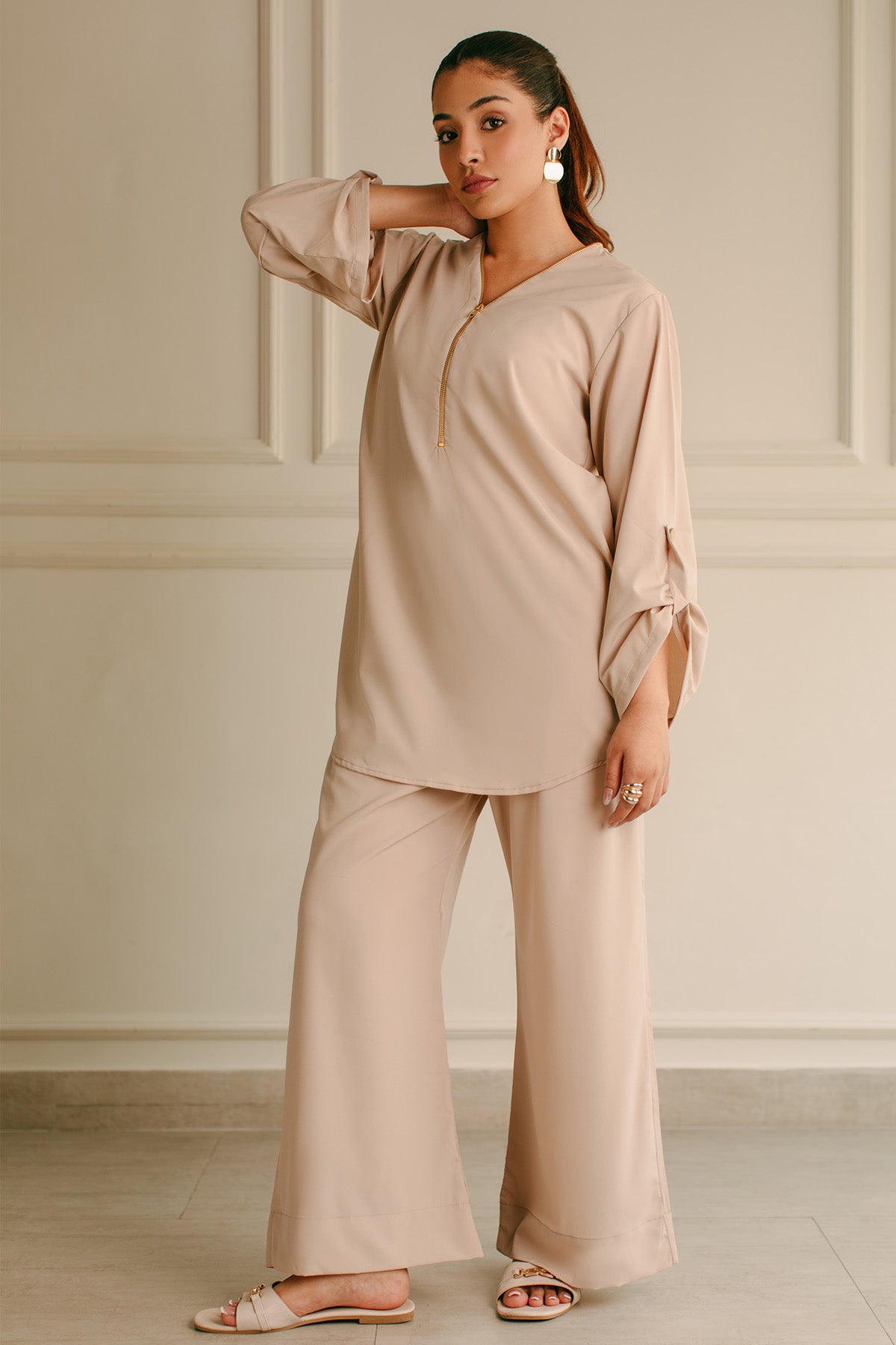 Zipper Co Ord Set - Peach Republic